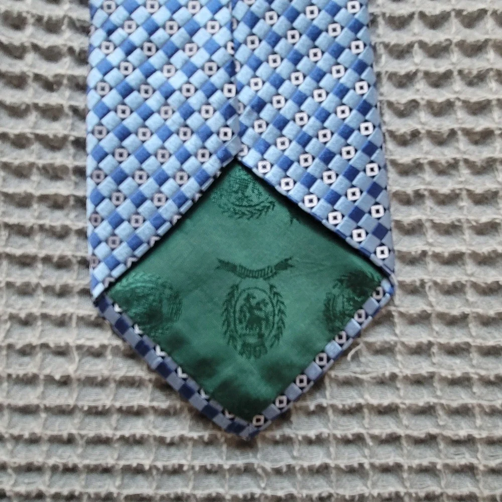 Tommy Hilfiger Tie Mens OS Blue‎ Geometric Diamond 100% Silk Woven Made in USA